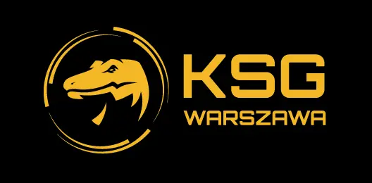 Logo KSG Warszawa na czarnym tle